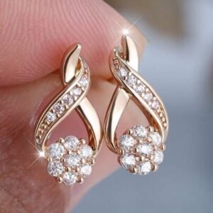 Elegant Circle Flower Zirconia Stone Stud Earrings