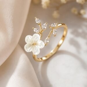 Elegant Blossom & Vine Gold Adjustable Ring