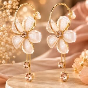Floral Crystal Drop Earrings